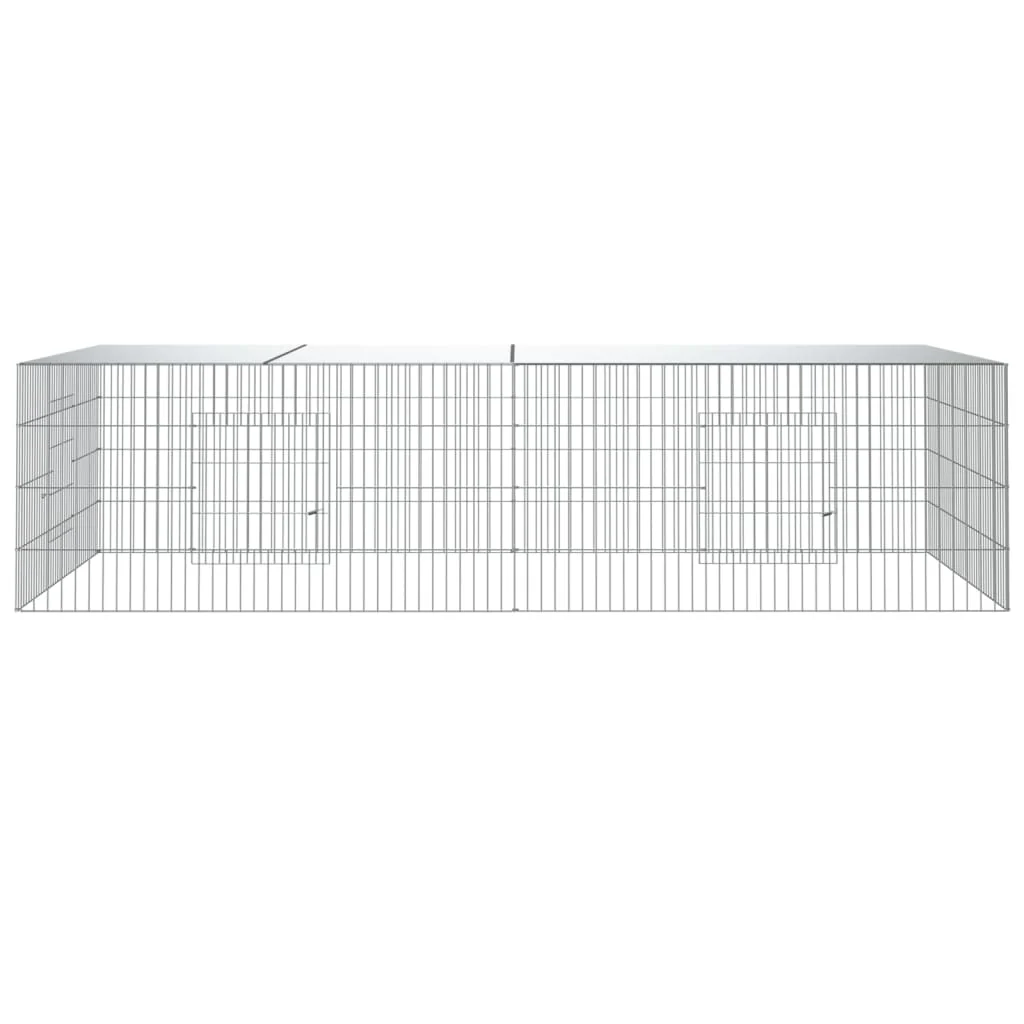 vidaXL Rabbit Cage Silver Galvanized Iron Large Rabbit Cage - Image 3