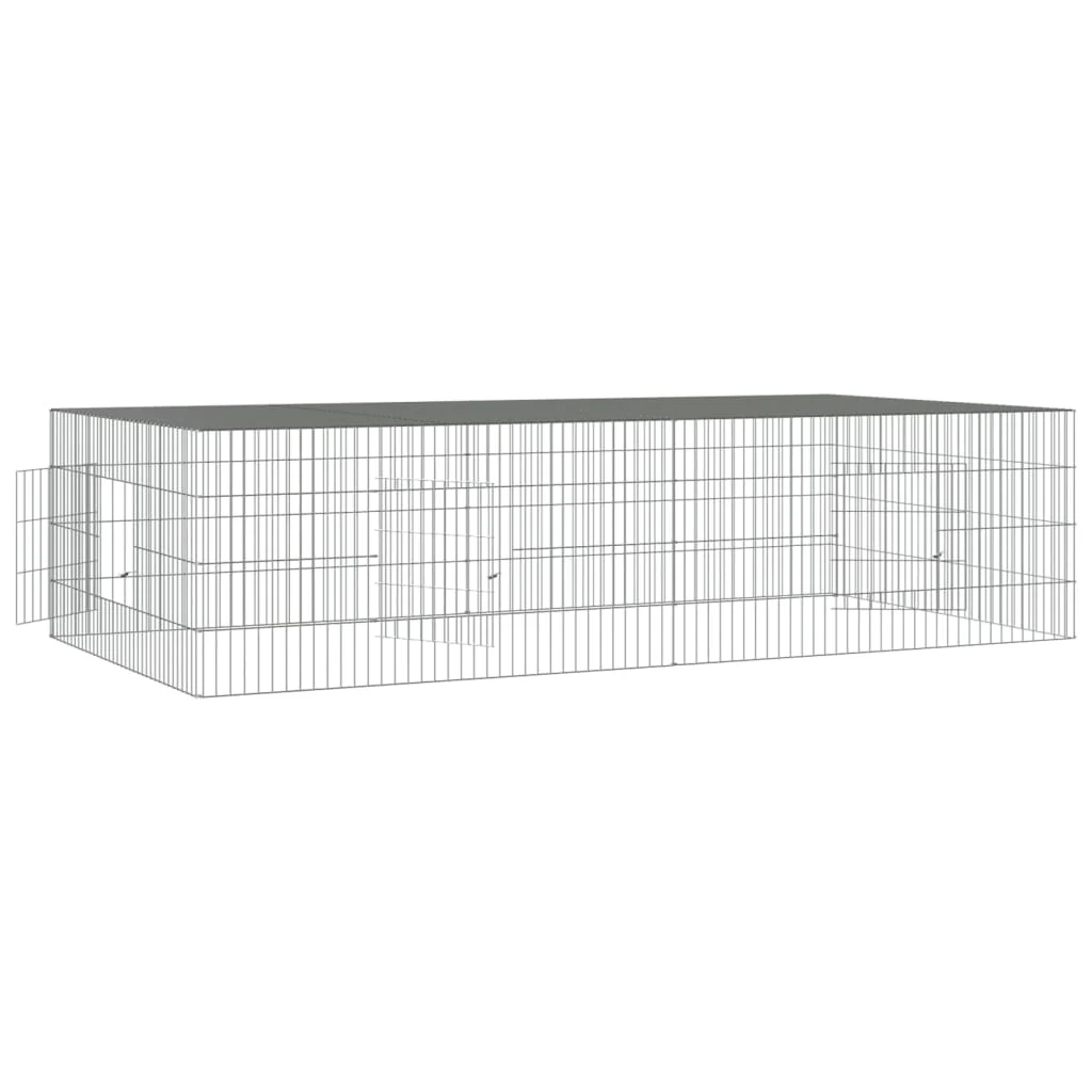 vidaXL Rabbit Cage Silver Galvanized Iron Large Rabbit Cage - Image 4