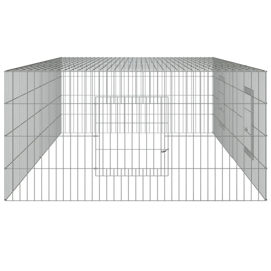 vidaXL Rabbit Cage Silver Galvanized Iron Large Rabbit Cage - Image 5