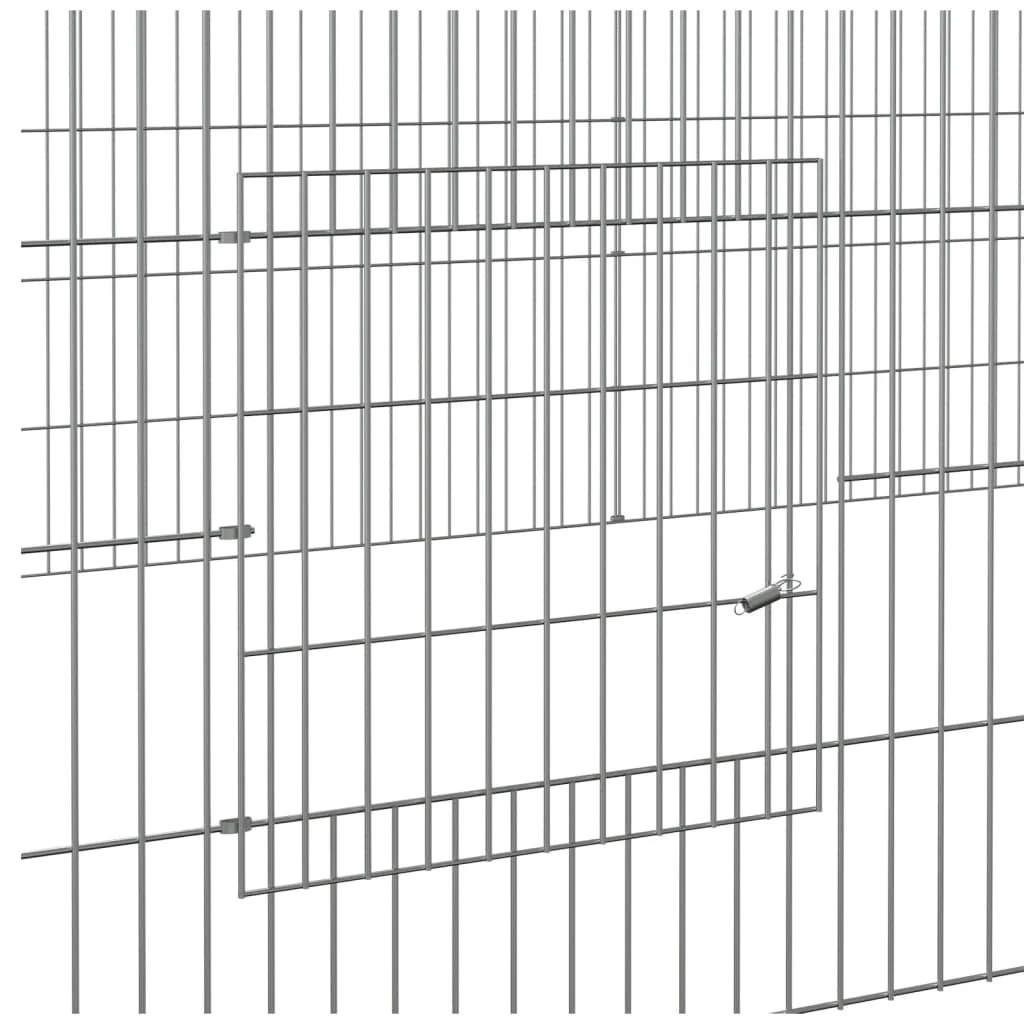 vidaXL Rabbit Cage Silver Galvanized Iron Large Rabbit Cage - Image 6