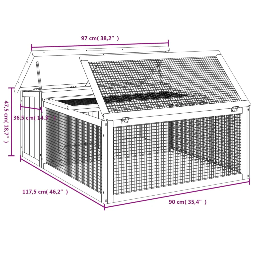 vidaXL Rabbit Hutch Brown, Green Solid Pine Wood, Plywood Medium - Image 7