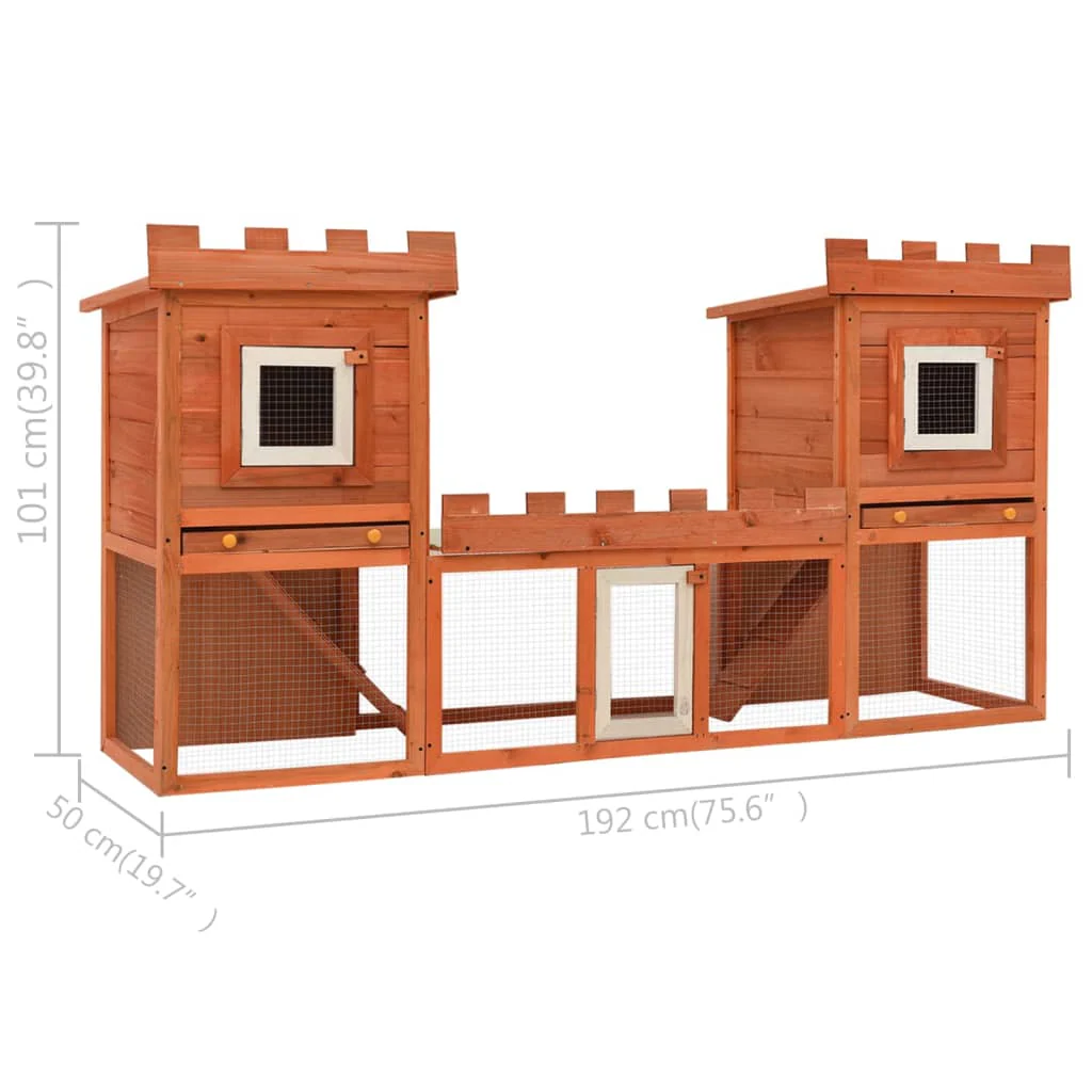 vidaXL Rabbit Hutch Brown Pine wood Large Modular Rabbit Hutch - Image 9