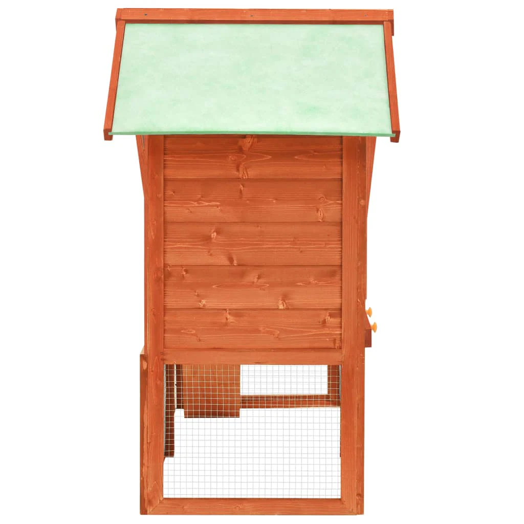 vidaXL Rabbit Hutch Brown Solid firwood, plywood, steel wire, polyester - Image 4