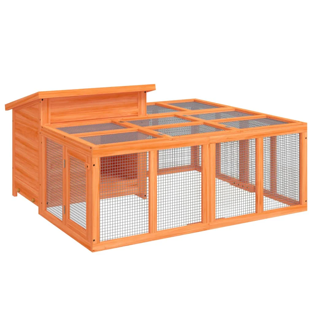 vidaXL Rabbit Hutch Brown Solid pine wood 57.1 x 48.4 x 26.6 in Durable - Image 2