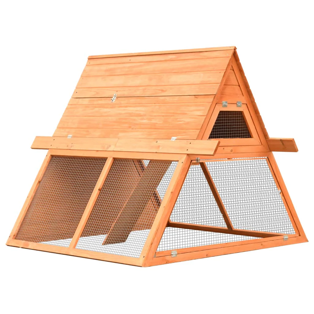vidaXL Rabbit Hutch Brown Solid Pine Wood 60.0 x 50.4 x 42.5 in