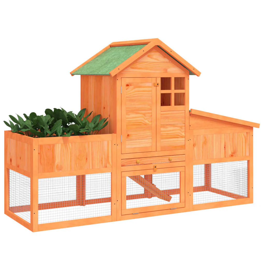 vidaXL Rabbit Hutch Brown Solid pine wood Large Rabbit Hutch - Image 3