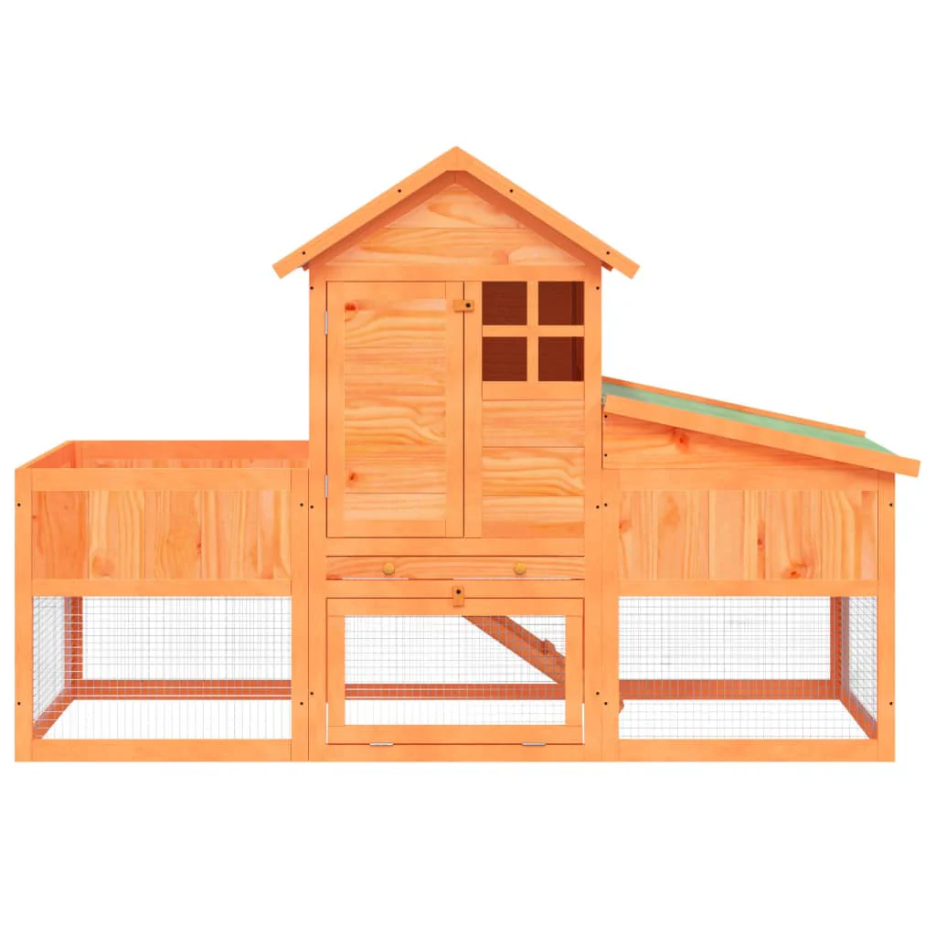 vidaXL Rabbit Hutch Brown Solid pine wood Large Rabbit Hutch - Image 4