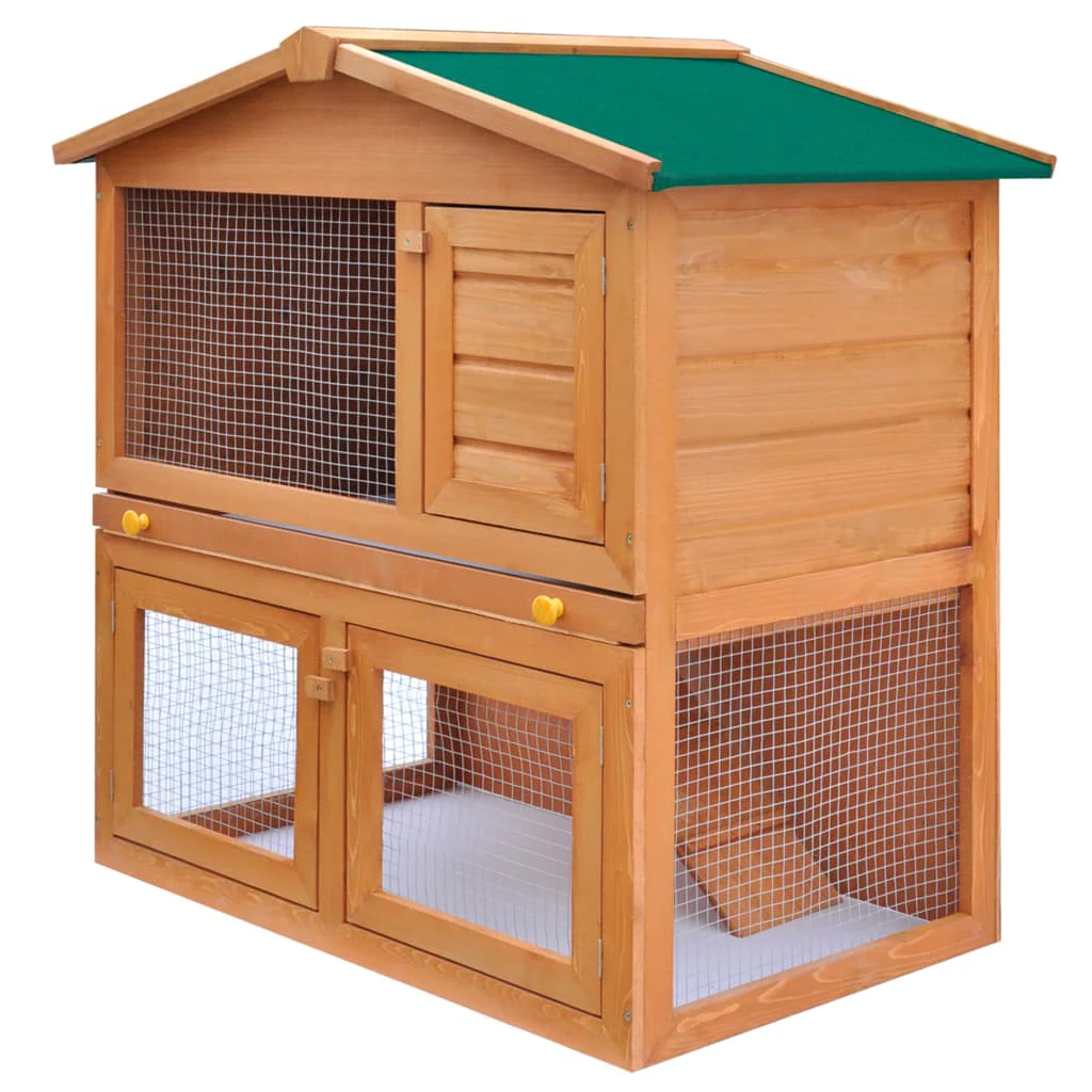 vidaXL Rabbit Hutch Brown Solid pine wood Large Rabbit Hutch