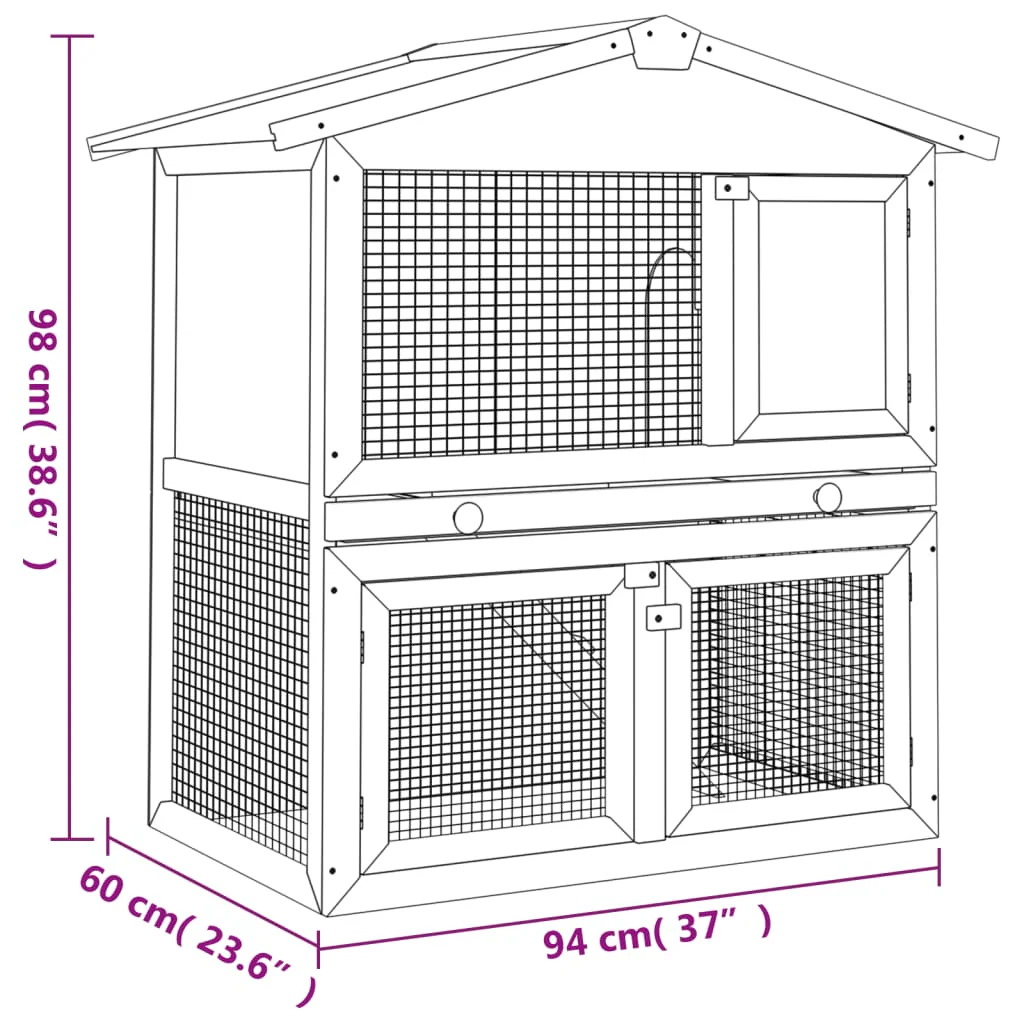 vidaXL Rabbit Hutch Brown Solid pine wood Large Rabbit Hutch - Image 9