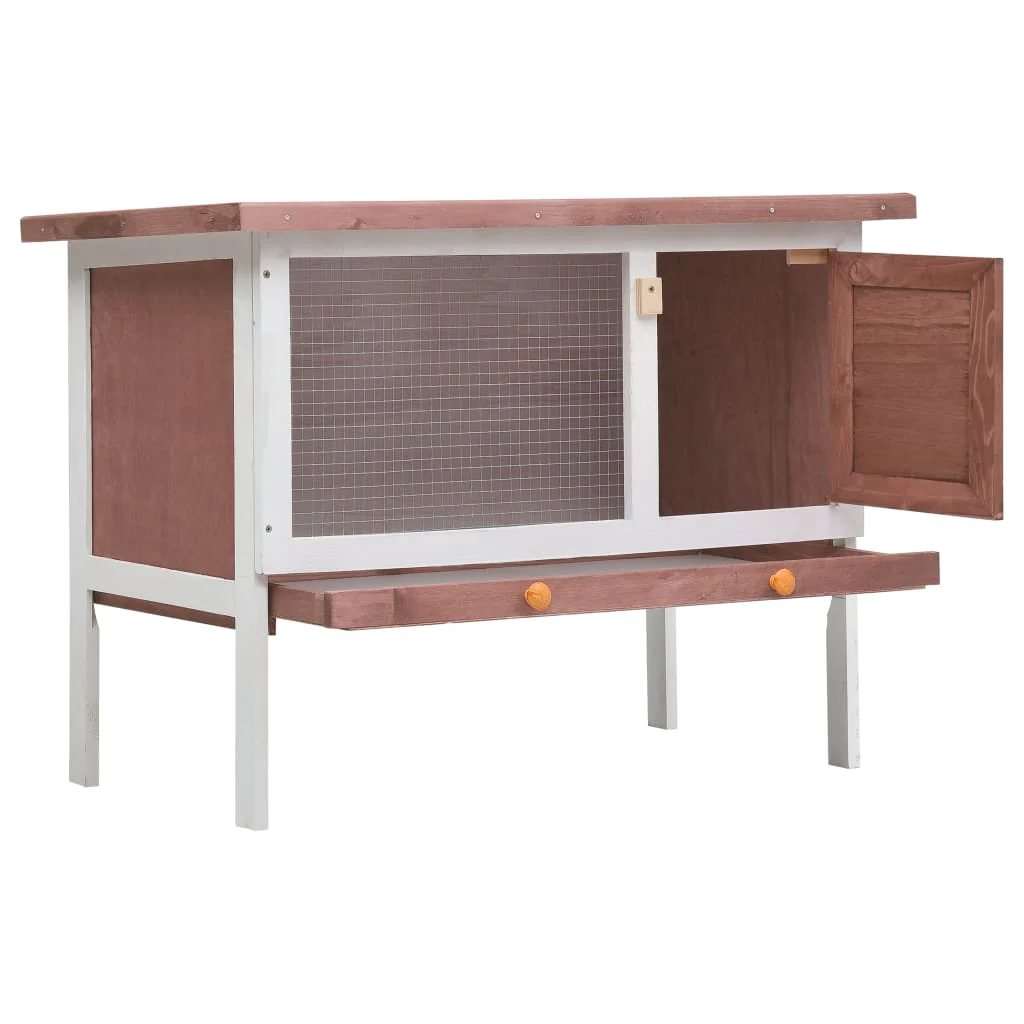 vidaXL Rabbit Hutch Brown Solid pine wood One size Rabbit Hutch - Image 2