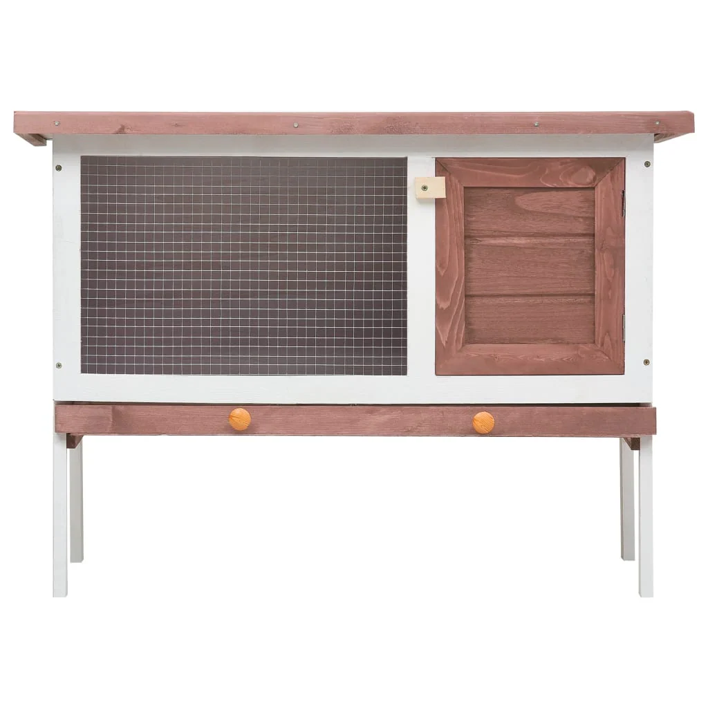 vidaXL Rabbit Hutch Brown Solid pine wood One size Rabbit Hutch - Image 3