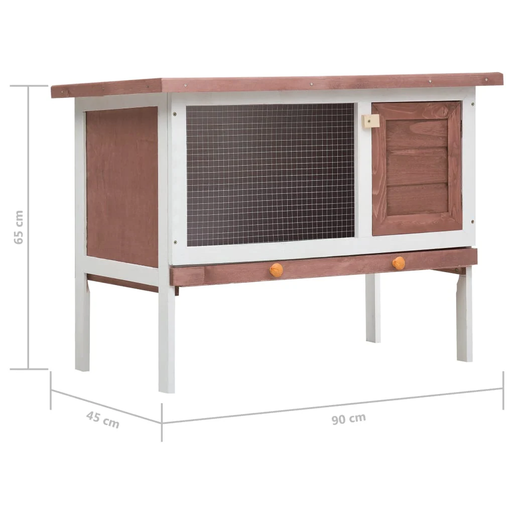 vidaXL Rabbit Hutch Brown Solid pine wood One size Rabbit Hutch - Image 7