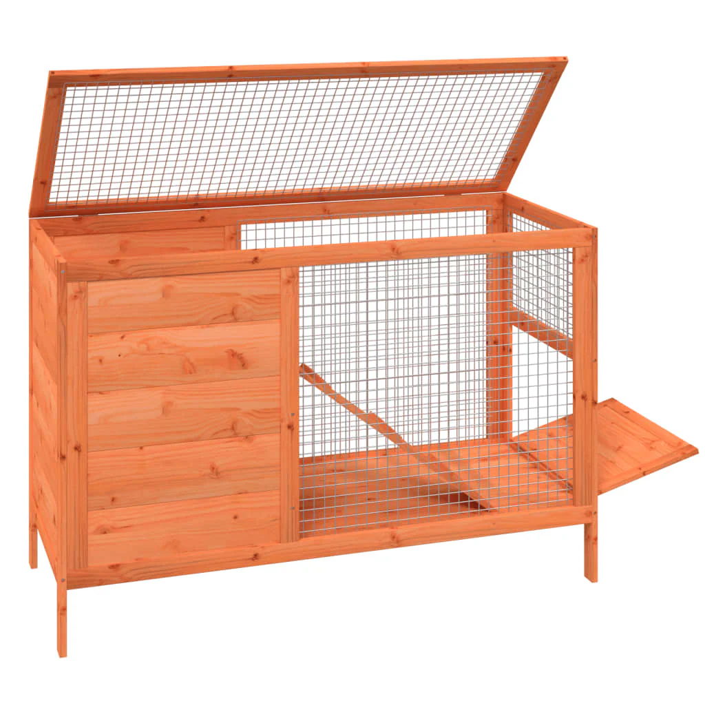 vidaXL Rabbit Hutch Brown Solid pine wood Standard Durable - Image 4