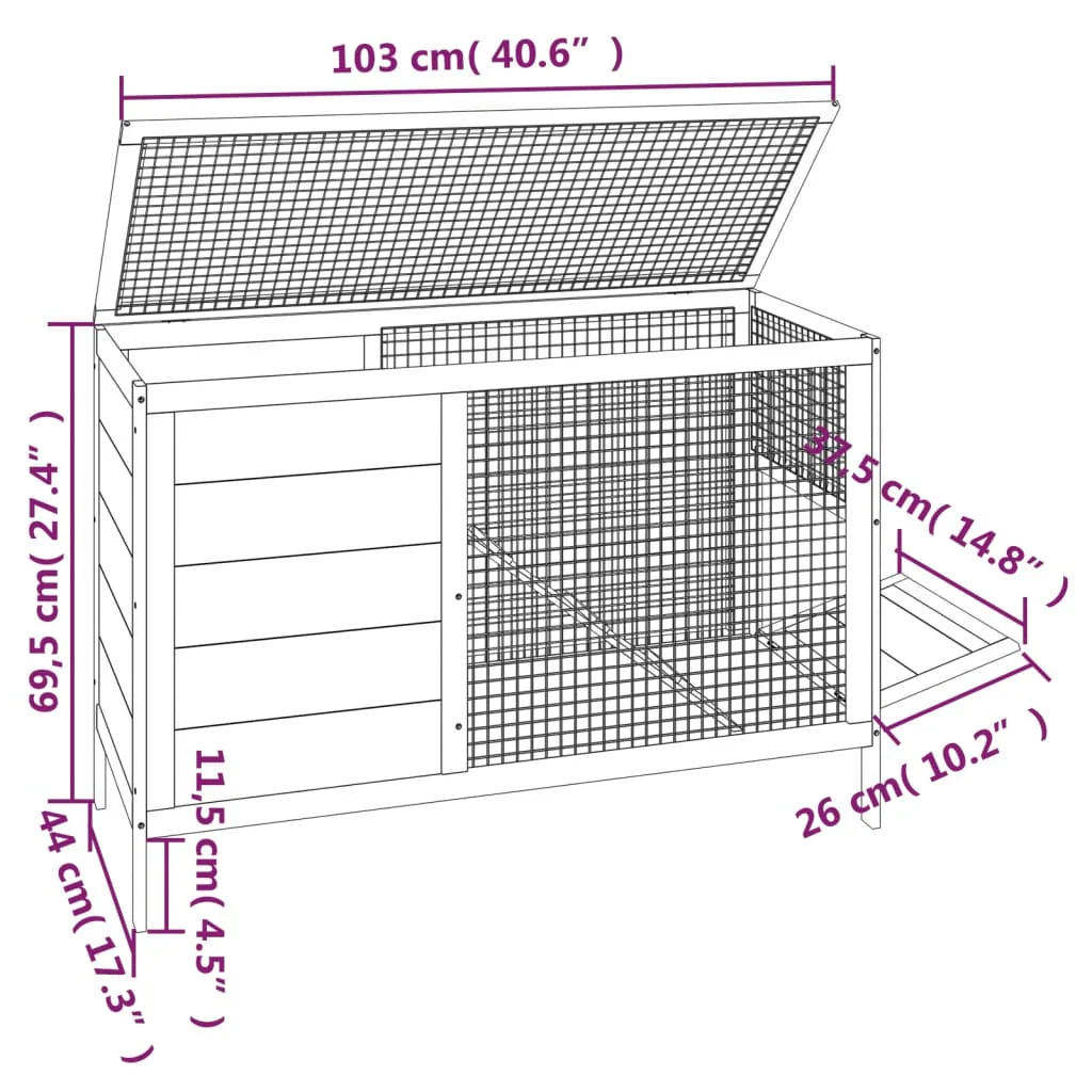 vidaXL Rabbit Hutch Brown Solid pine wood Standard Durable - Image 6