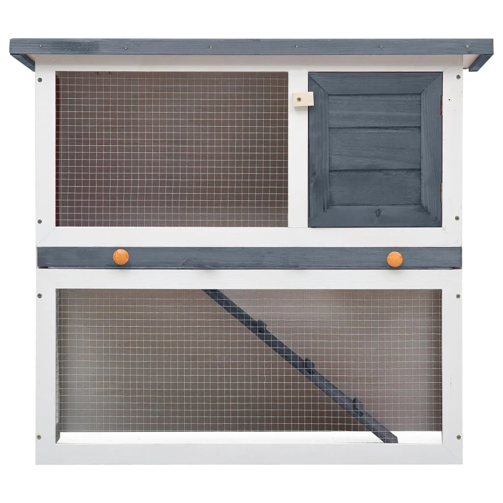 vidaXL Rabbit Hutch Grey and White - Image 3