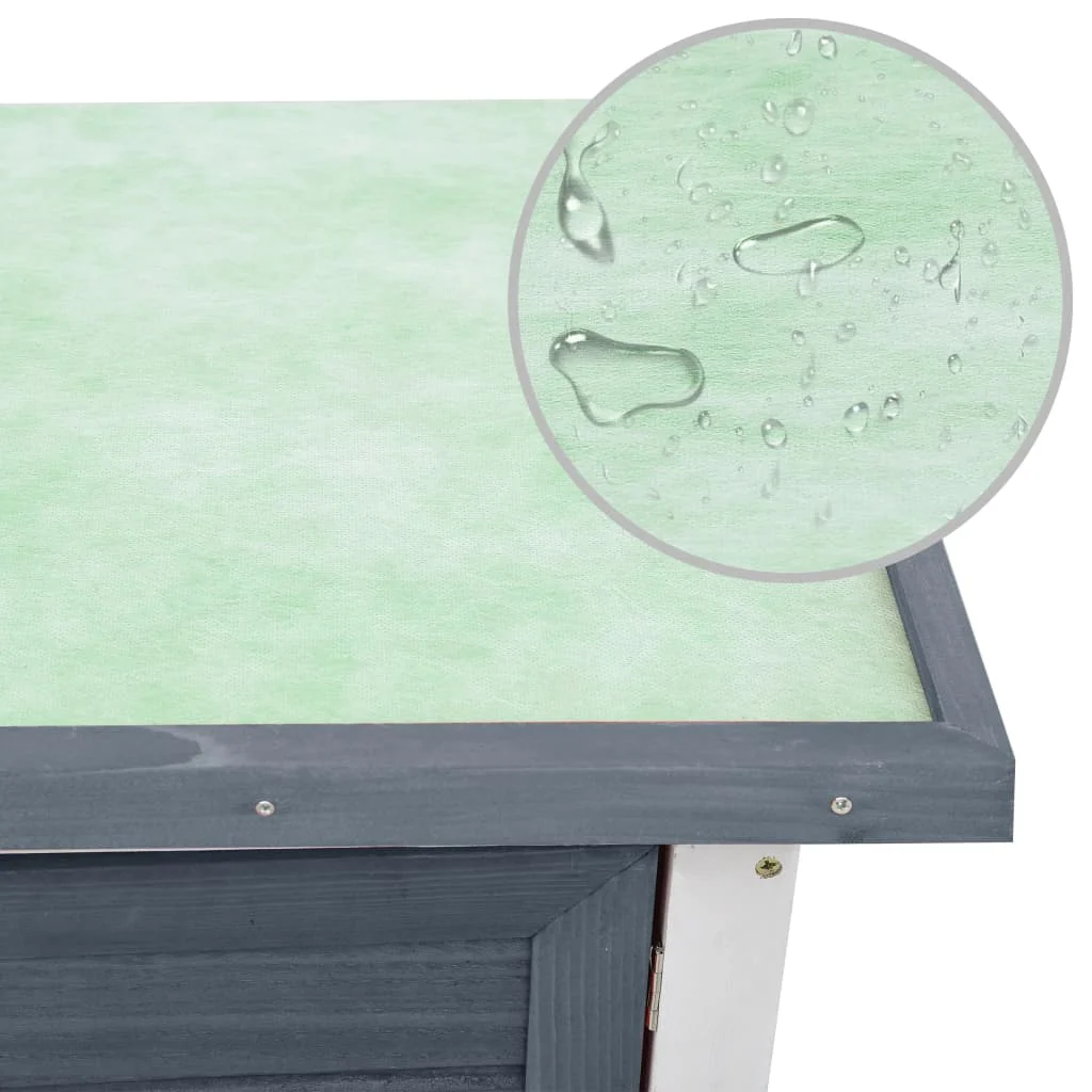 vidaXL Rabbit Hutch Grey and White - Image 6