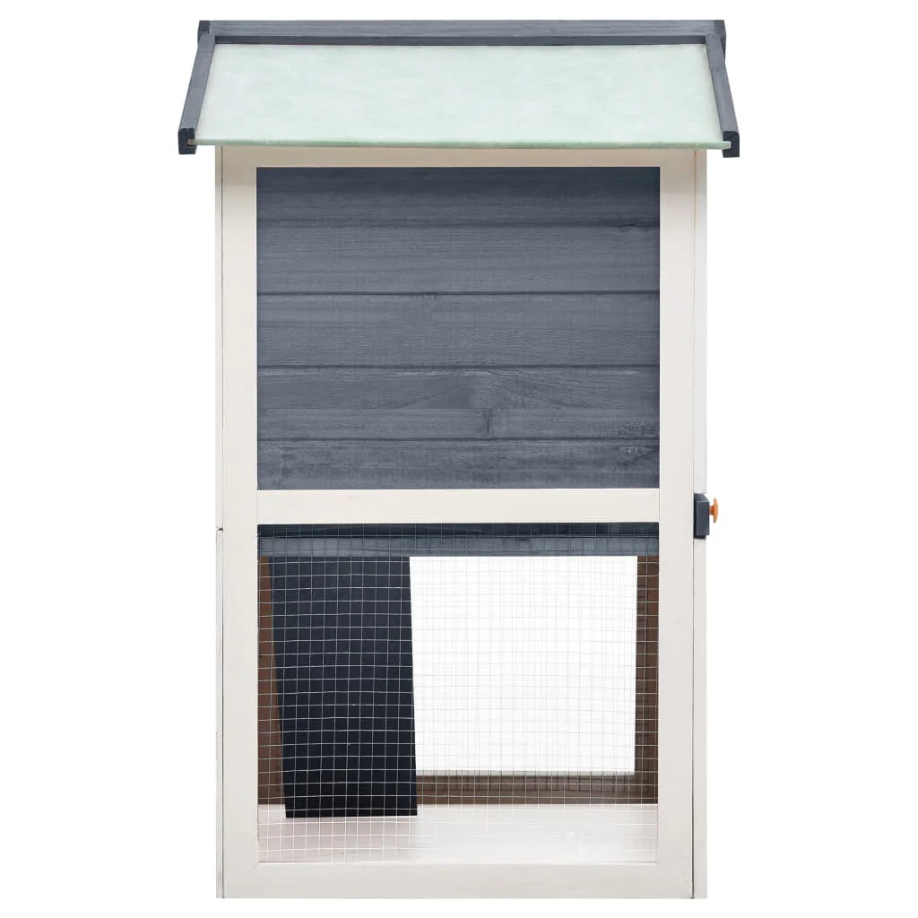 vidaXL Rabbit Hutch Grey and white Solid pine wood, powder-coated iron mesh - Image 4