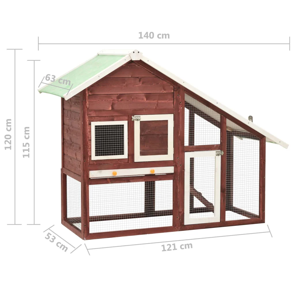 vidaXL Rabbit Hutch Mocha and White - Image 11
