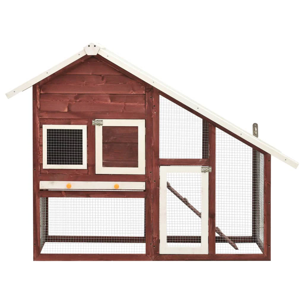 vidaXL Rabbit Hutch Mocha and White - Image 2