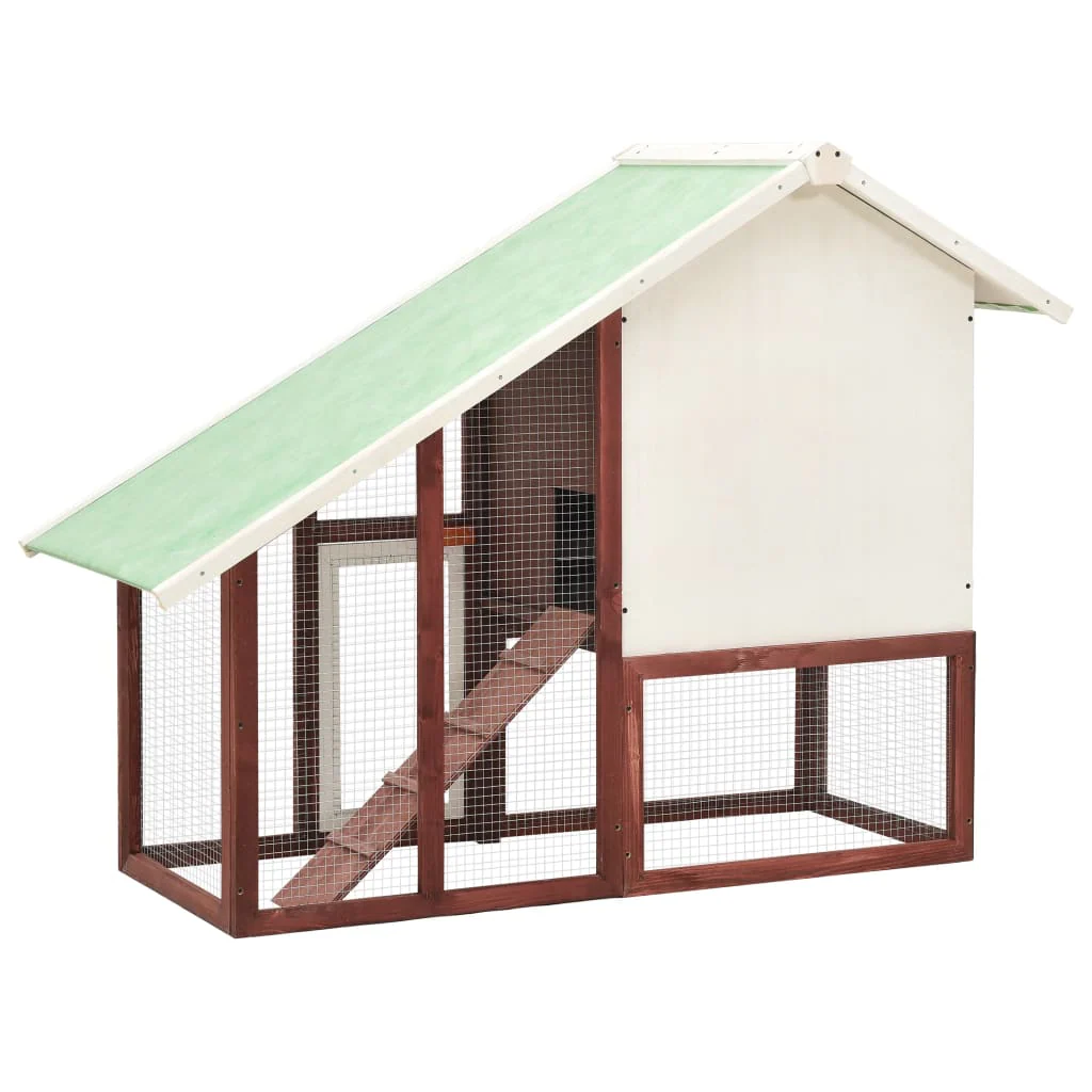 vidaXL Rabbit Hutch Mocha and White - Image 4