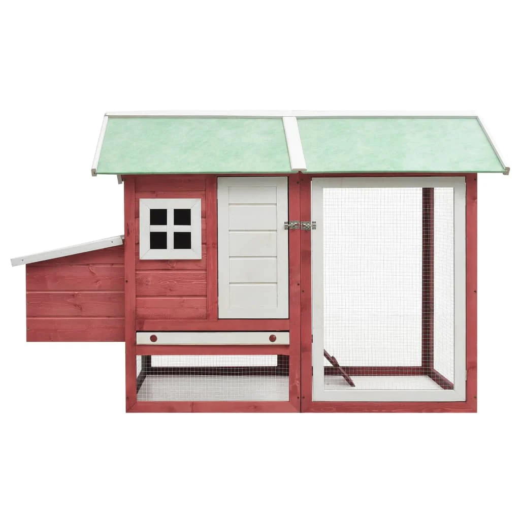 vidaXL Rabbit Hutch Red and Green - Image 3
