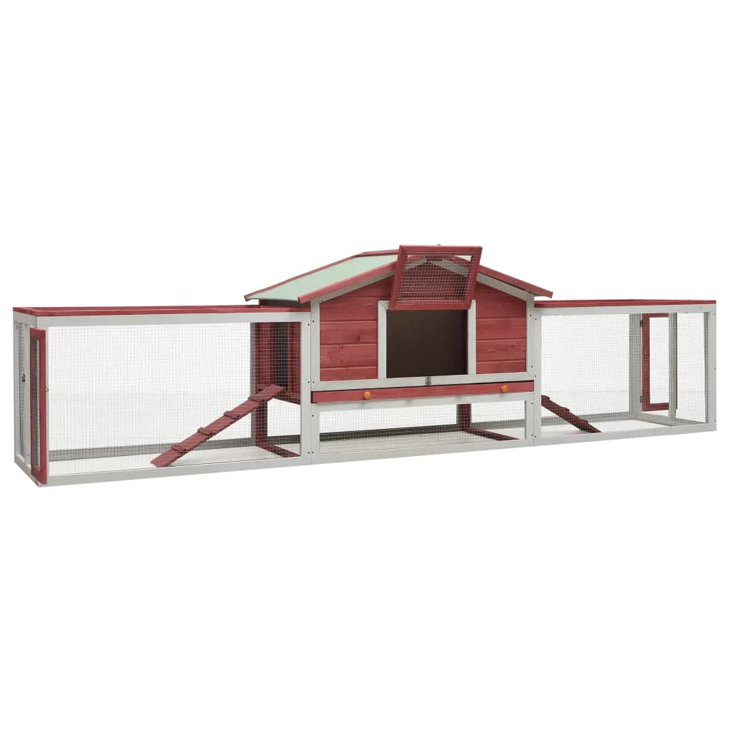 vidaXL Rabbit Hutch Red and white - Image 2