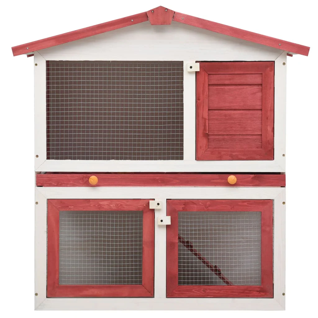 vidaXL Rabbit Hutch Red and white - Image 3