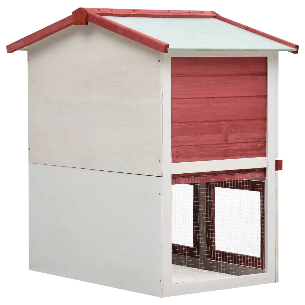 vidaXL Rabbit Hutch Red and white - Image 5