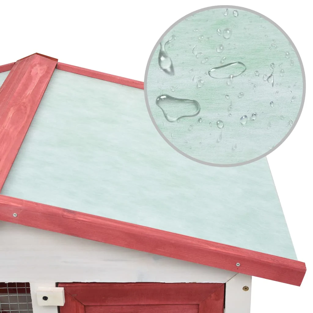 vidaXL Rabbit Hutch Red and white - Image 6