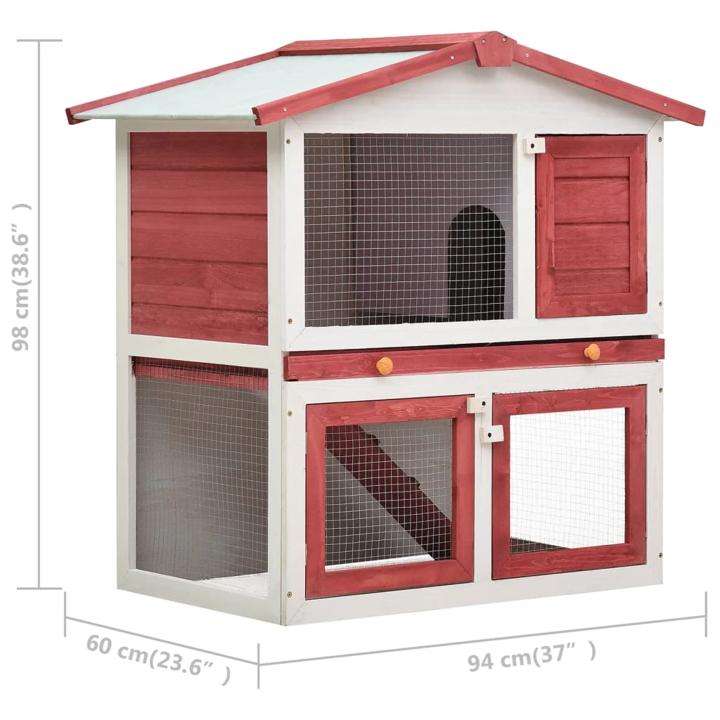vidaXL Rabbit Hutch Red and white - Image 7