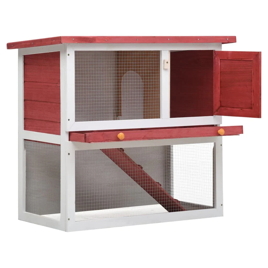 vidaXL Rabbit Hutch Red Pine wood Large Durable Rabbit Hutch - Image 2