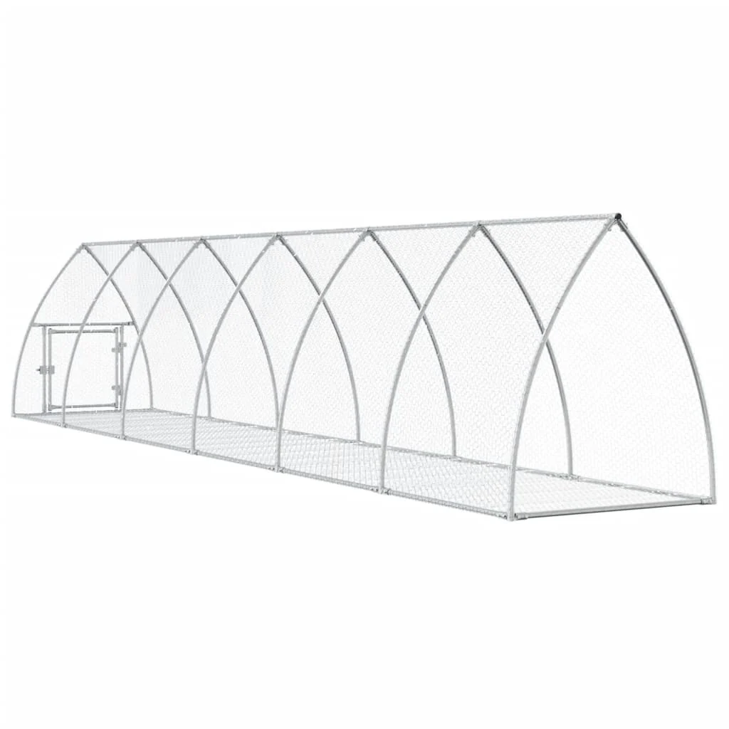 vidaXL Rabbit Hutch Silver Galvanized Steel Large Durable Rabbit Hutch - Image 6