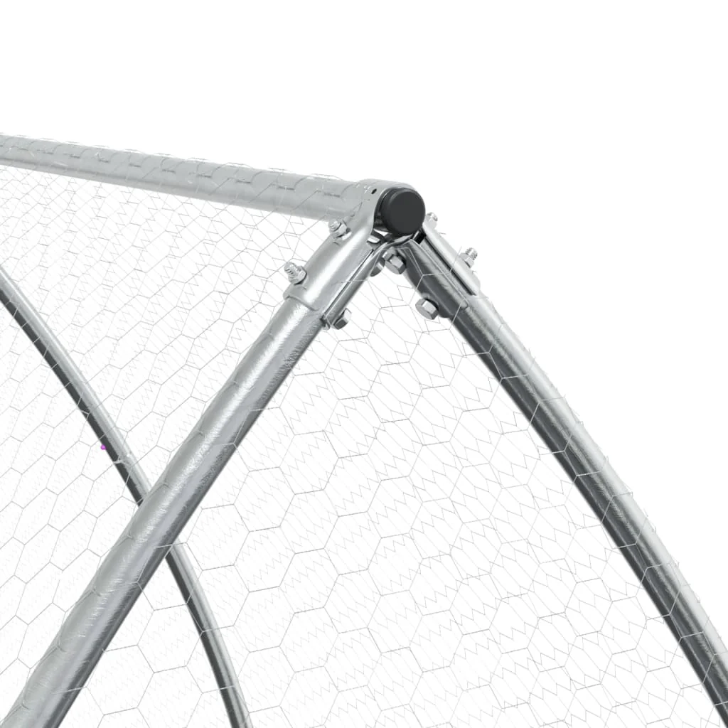 vidaXL Rabbit Hutch Silver Galvanized Steel Large Durable Rabbit Hutch - Image 7