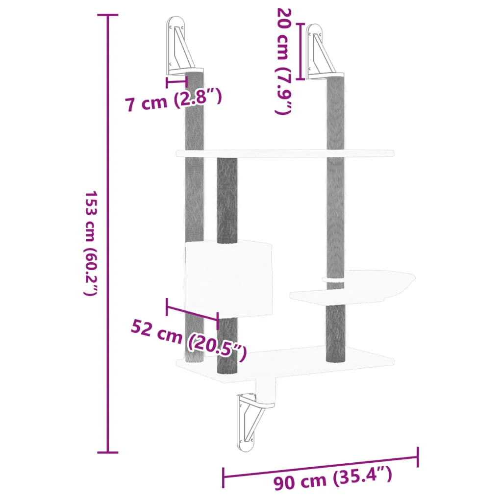 vidaXL Wall-mounted Cat Tree Dark grey - Image 7