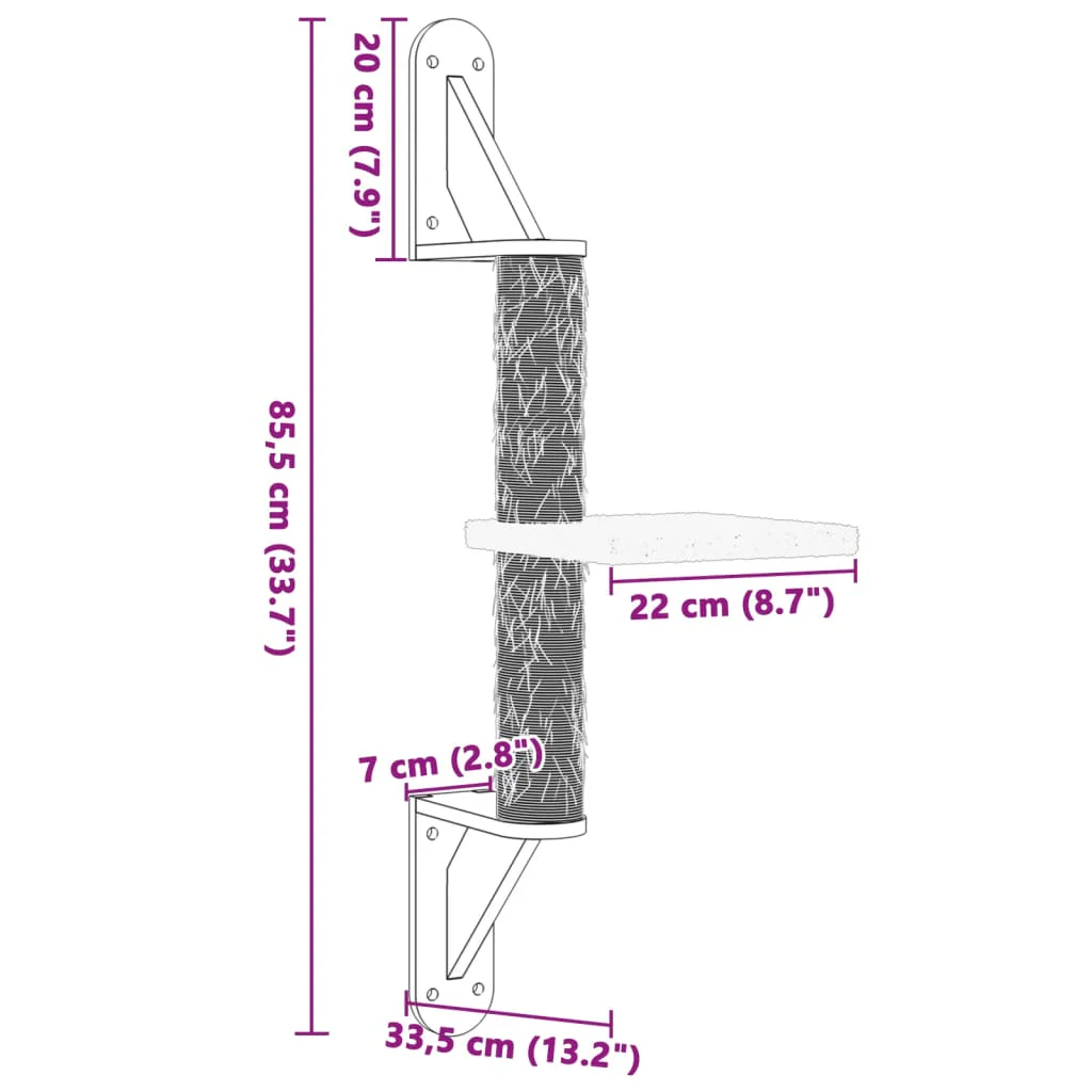 vidaXL Wall-mounted Cat Tree Light Grey - Image 7