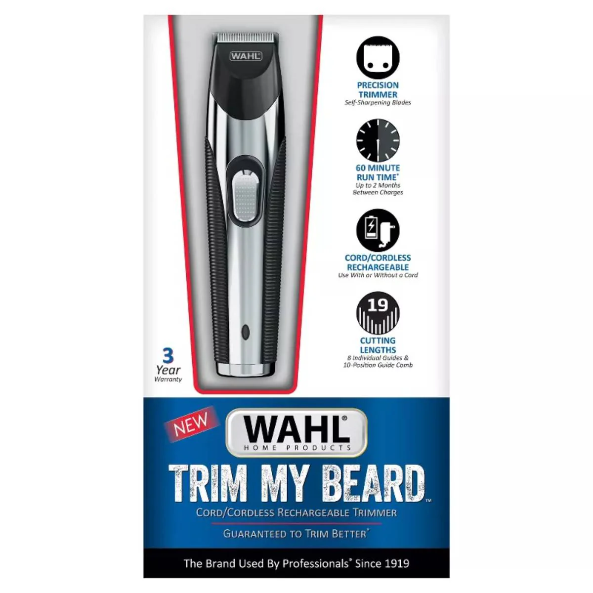 Wahl Cordless Rechargeable 19 Cutting Lengths Trim By Beard for Men - Image 2