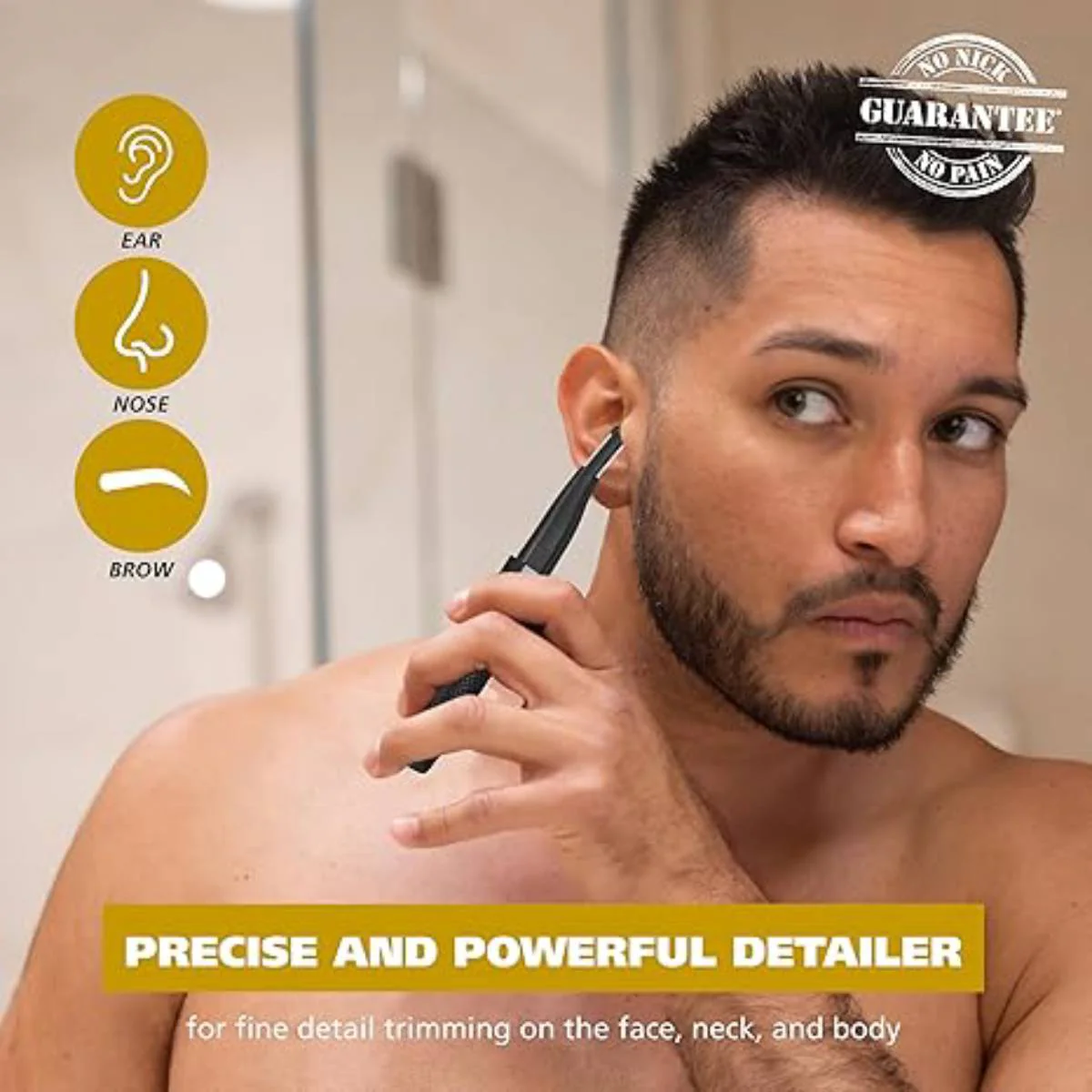 Wahl Manscaper 2 in 1 Lithium Battery Tactical Dual Sided Eyebrow & Nose Hair Trimmer(for men) - Black - Image 5
