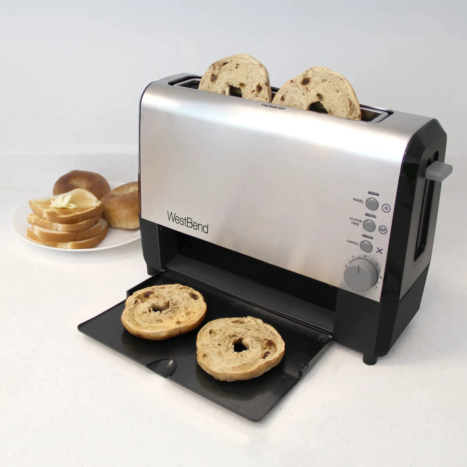 West Bend QuikServe Compact 2-Slice Toaster with Extra Wide Slots - Silver - Image 4