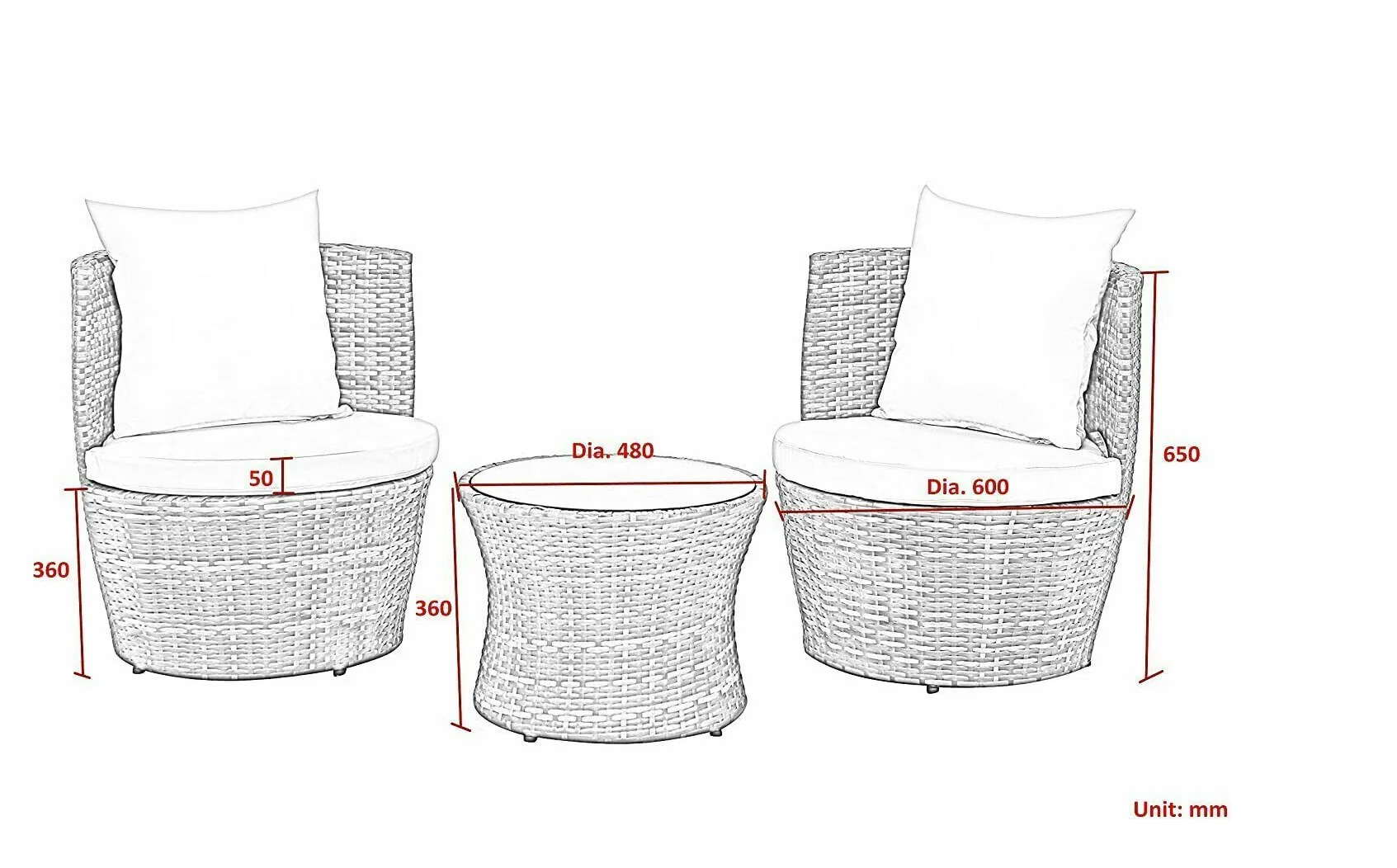 Wicker Patio 3-Piece Set by Best Home - Image 9