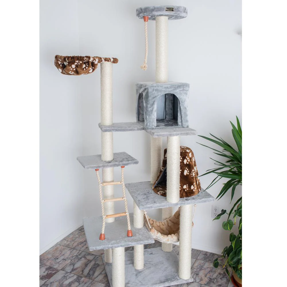 Wood Cat Climber Play House, Cat Furniture,Lounge Basket, Silver Gray - Image 3