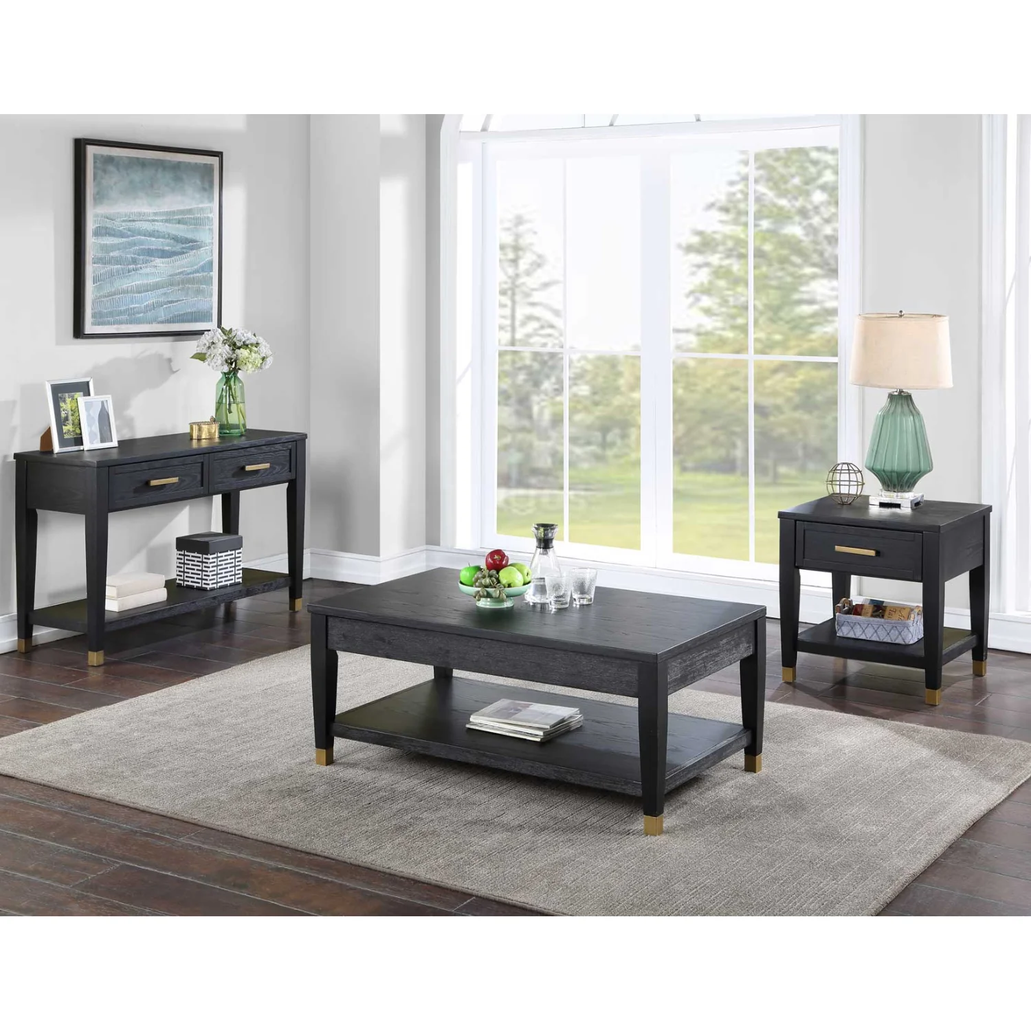Yves 48" Coffee Table with Lift Top and Open Shelf by Steve Silver Company - Charcoal - Image 10