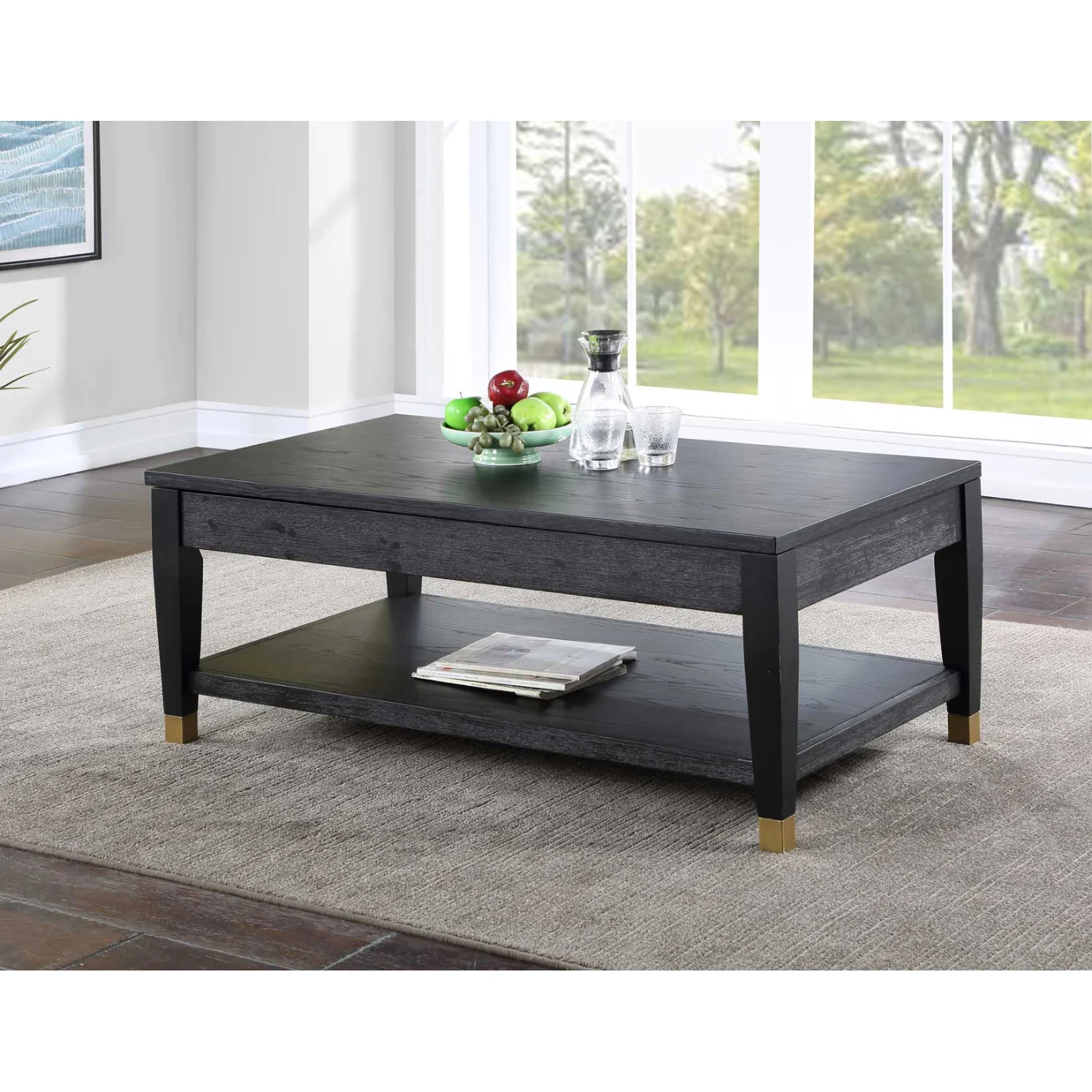 Yves 48" Coffee Table with Lift Top and Open Shelf by Steve Silver Company - Charcoal - Image 8